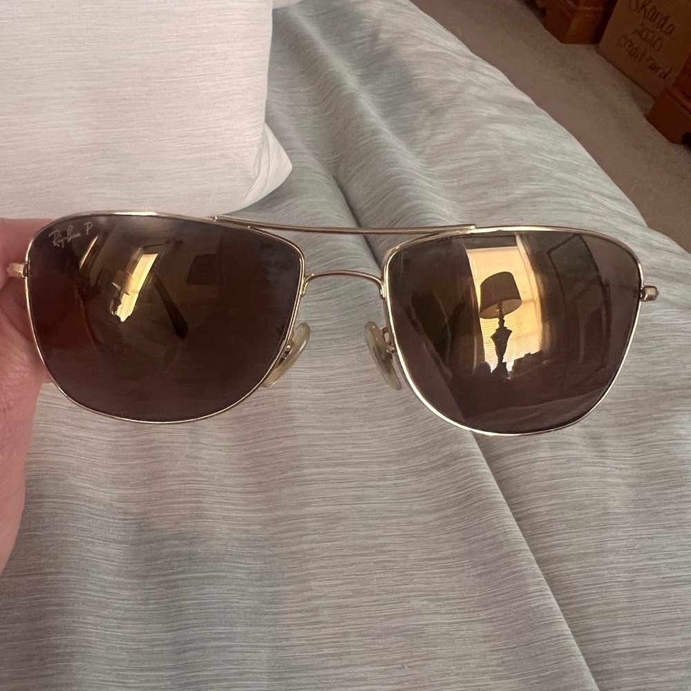 Ray-Ban Gold Aviator Sunglasses with Double Bridge